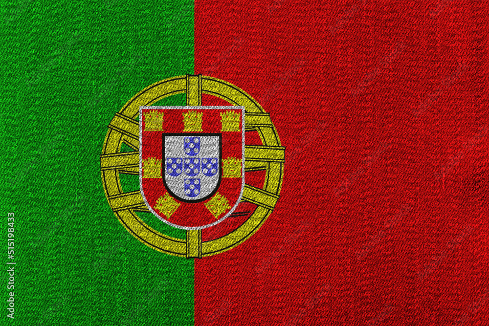 Patriotic classic denim background in colors of national flag. Portugal