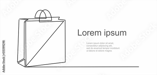 continuous one single line drawing of shopping bag 