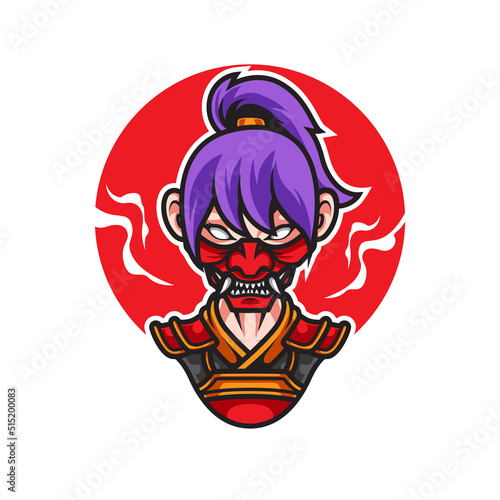 NINJA GIRL SPORT MASCOT LOGO