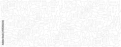 Back and white circuit electronic or electrical line with circle engineering technology concept vector background © Tommyview