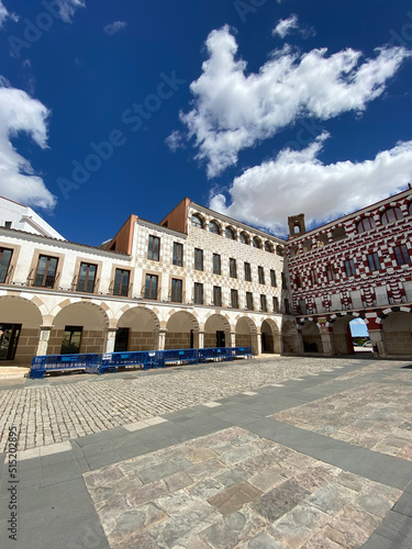 Badajoz, Spain, September 10, 2021: The High Square (Plaza Alta) in Badajoz, was for centuries the center of the city since it exceeded the limits of the Muslim
