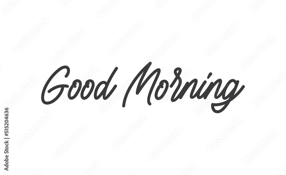 Good morning lettering text. Vector line calligraphy.