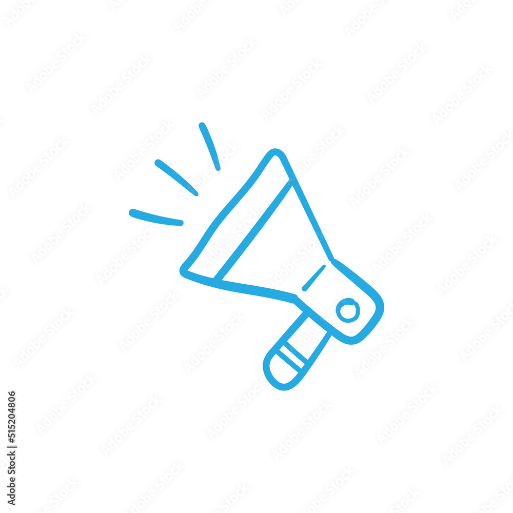 Megaphone doodle illustration, hand drawn loudspeaker vector icon. Megaphone doodle illustration, hand drawn loudspeaker vector icon.