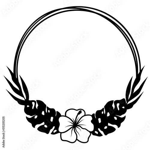 Tropical round monogram frame, Summer monogram border svg
