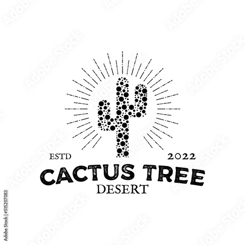 Vintage Rustic cactus tree logo design