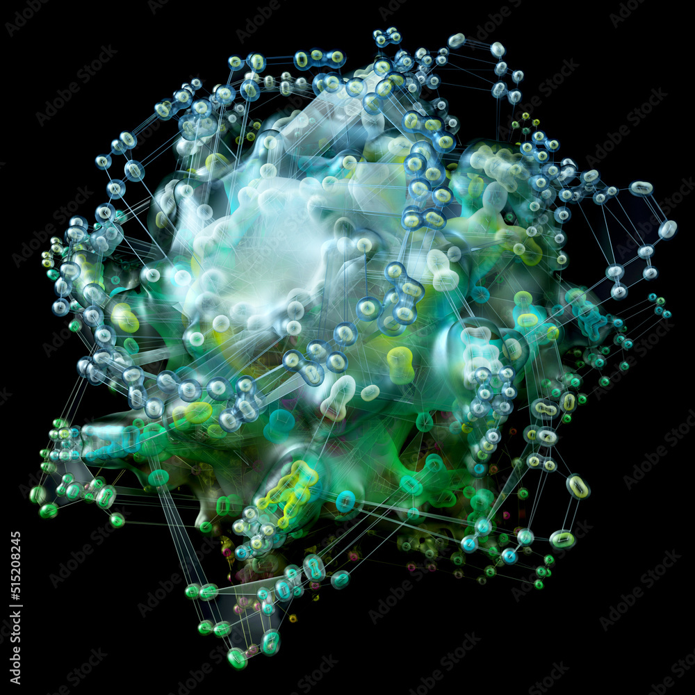 3d render of abstract art with surreal alien flower organism based on small meta balls particles in fractal symmetry structure in rotation transformation process in emerald green gradient color 3d render of abstract art with surreal alien flower organism based on small meta balls particles in fractal symmetry structure in rotation transformation process in emerald green gradient color