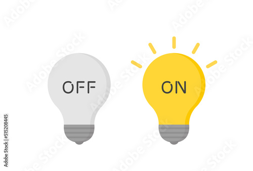 ONとOFFの文字が入った豆電球のセット- 電気･節電のイメージ素材