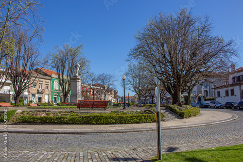 Santo Tirso, Portugal - April 3, 2022: The Sao Bento Square at the historic city centre of Santo Tirso.