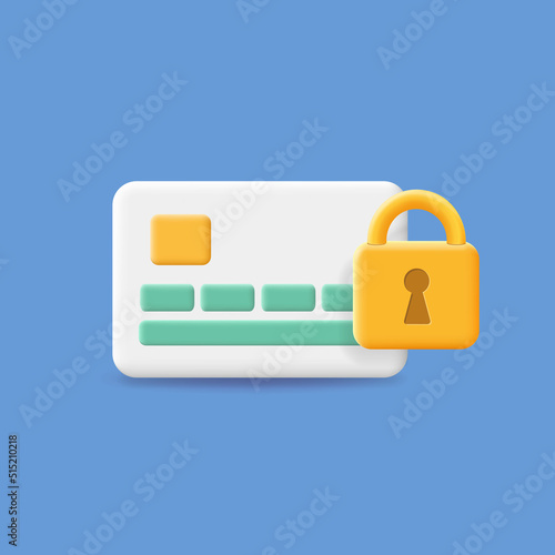 Credit Card Protection Concept Icon. Bank card with key and lock, security paying system, automatic access card concept.