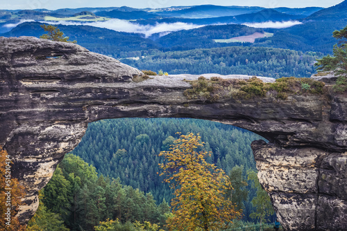 Pravcice Gate sandstone arch in so called Czech Switzerland in Czech Republic photo