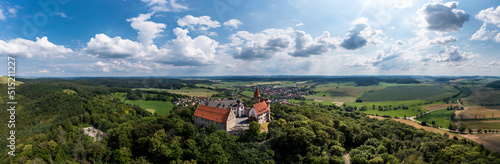 Helicopter view, Veste Heldburg, German Castle Museum, Heldburg, Bad Colberg-Heldburg, Thuringia, Germany