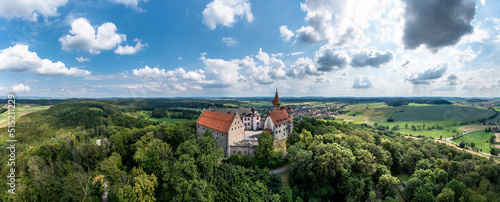 Helicopter view, Veste Heldburg, German Castle Museum, Heldburg, Bad Colberg-Heldburg, Thuringia, Germany