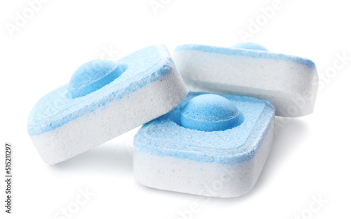 Many water softener tablets isolated on white