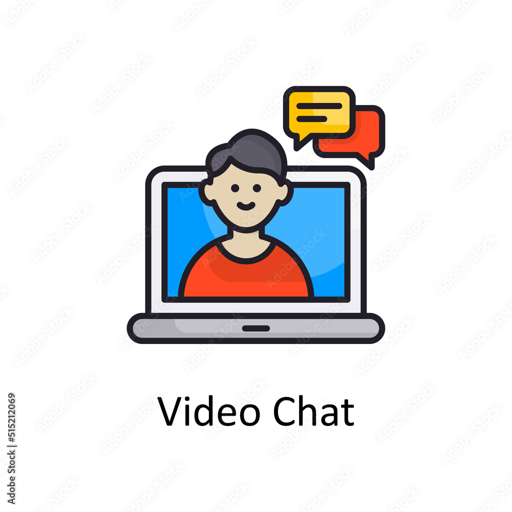 Video Chat vector Filled outline Icon Design illustration. Project Managements Symbol on White background EPS 10 File