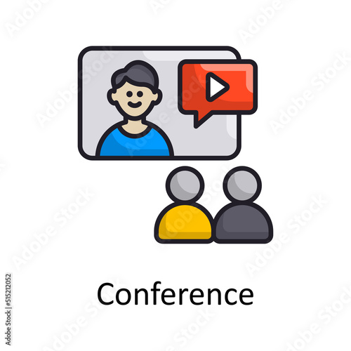 Conference vector Filled outline Icon Design illustration. Project Managements Symbol on White background EPS 10 File