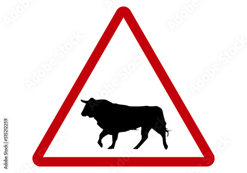 Señal de peligro por toros