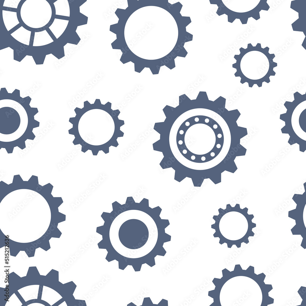 Blue gear machine mechanism seamless pattern