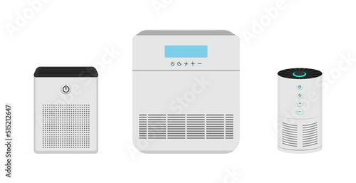 Set of air purifiers flat illustrations