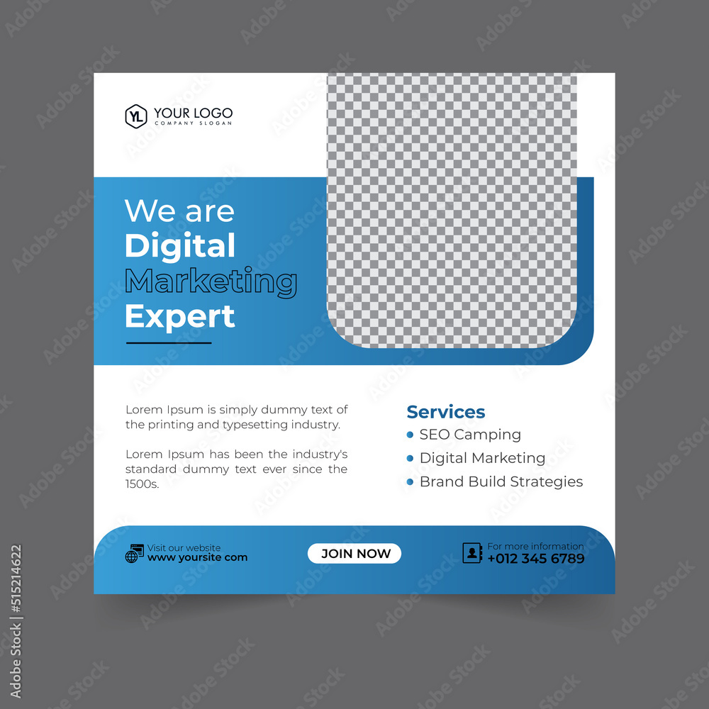Digital marketing social media post business webinar for social media story, business post or stories banner template geometric shape design for attractive abstract elements post background space