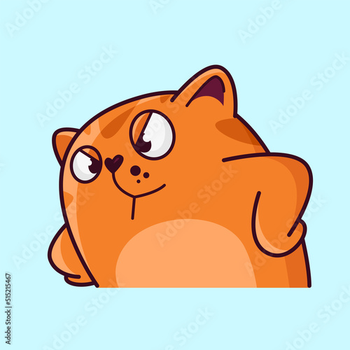 Cute red cat is angry. Demonstrates emotions, anger, punishment, who did it. Cat character hand drawn style, sticker, emoji