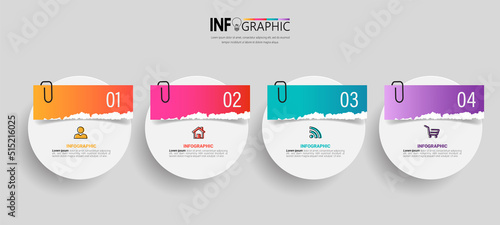 Circle infographic elements with 4 steps	
