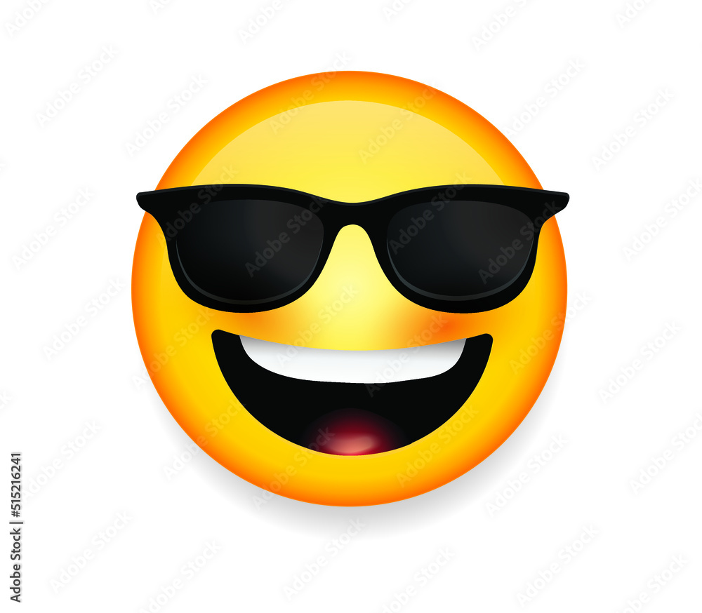 High Quality Emoticon With Sunglasses Emoji Vector Cool Smiling Face 