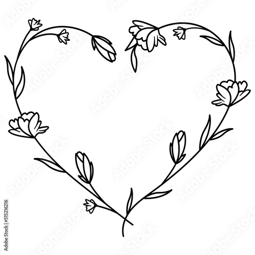 Floral heart monogram svg, Flower frame svg photo