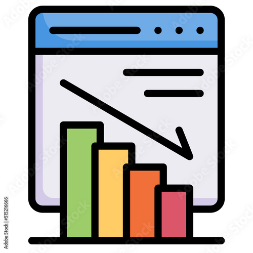 Bar Chart Loss filled line color icon. Can be used for digital product, presentation, print design and more.