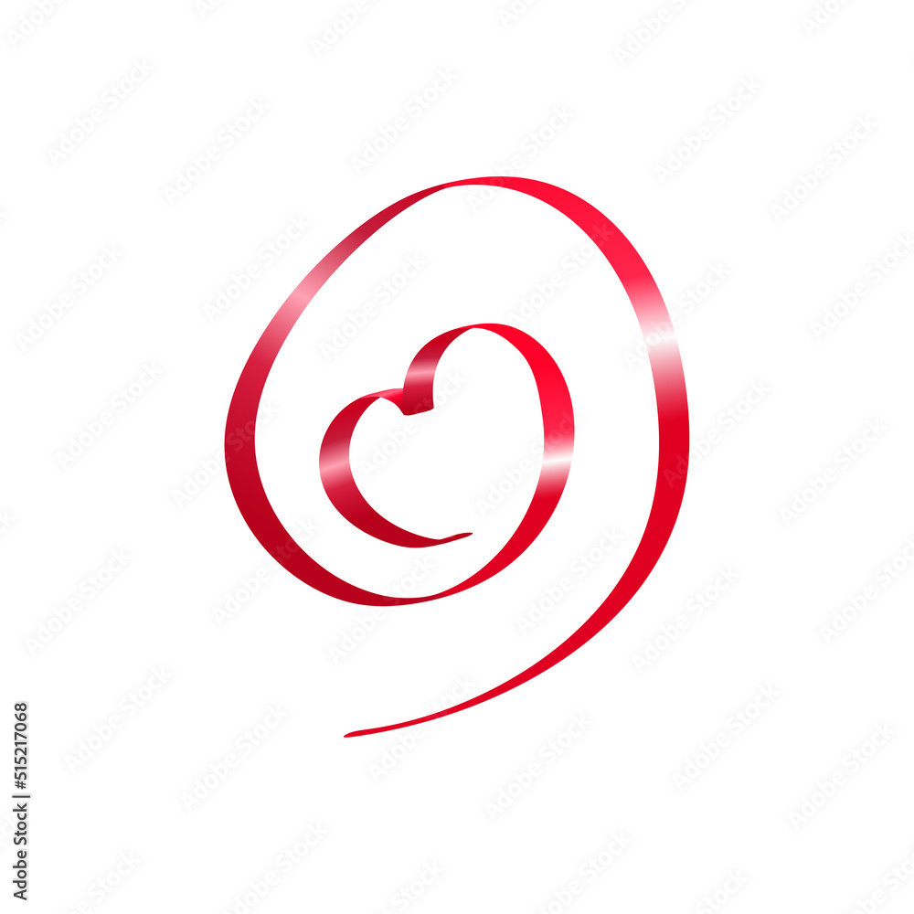 Realistic red ribbon in the form of heart for decoration. Illustrations for valentine's day. Realistic red ribbon in the form of heart for decoration. Illustrations for valentine's day.
