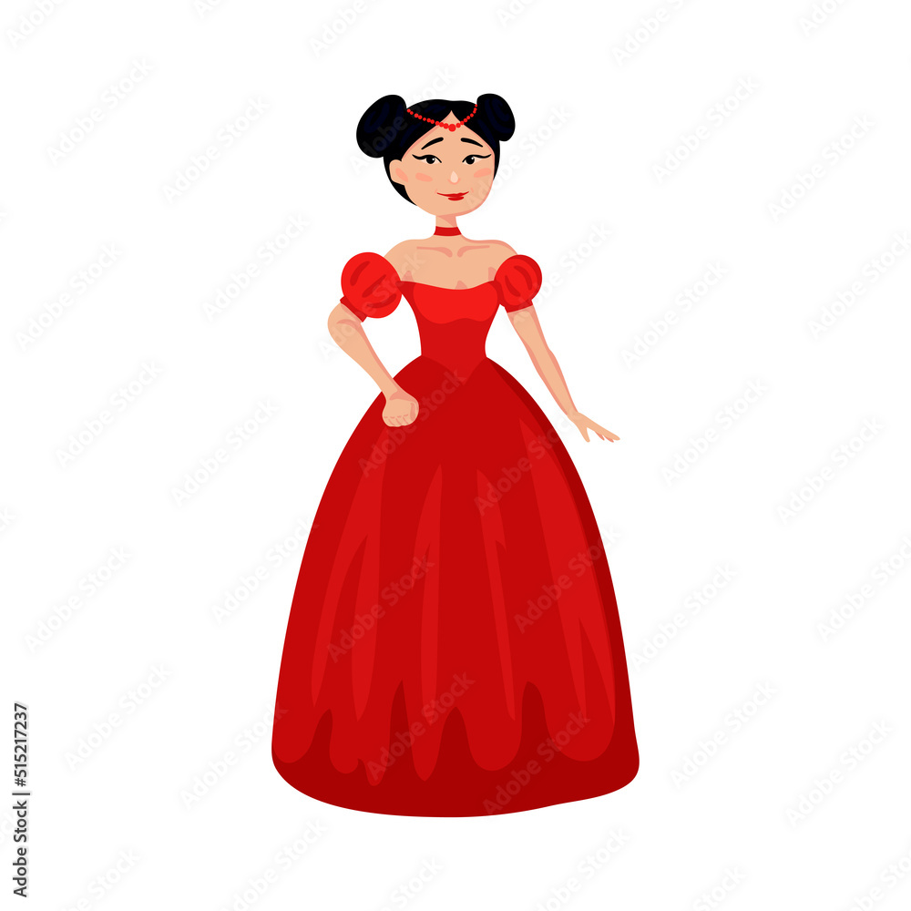 Fabulous young princesses from different countries. Cartoon character.