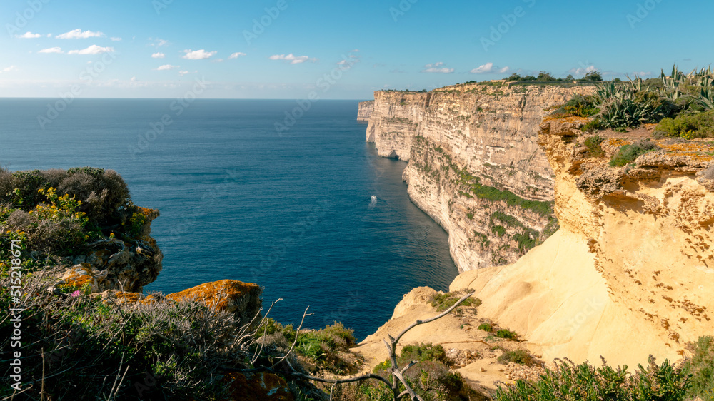 Ta' Ċenċ Cliffs, Gozo, Malta. Mid day, few clouds, sunny. Photo taken in January 2022.