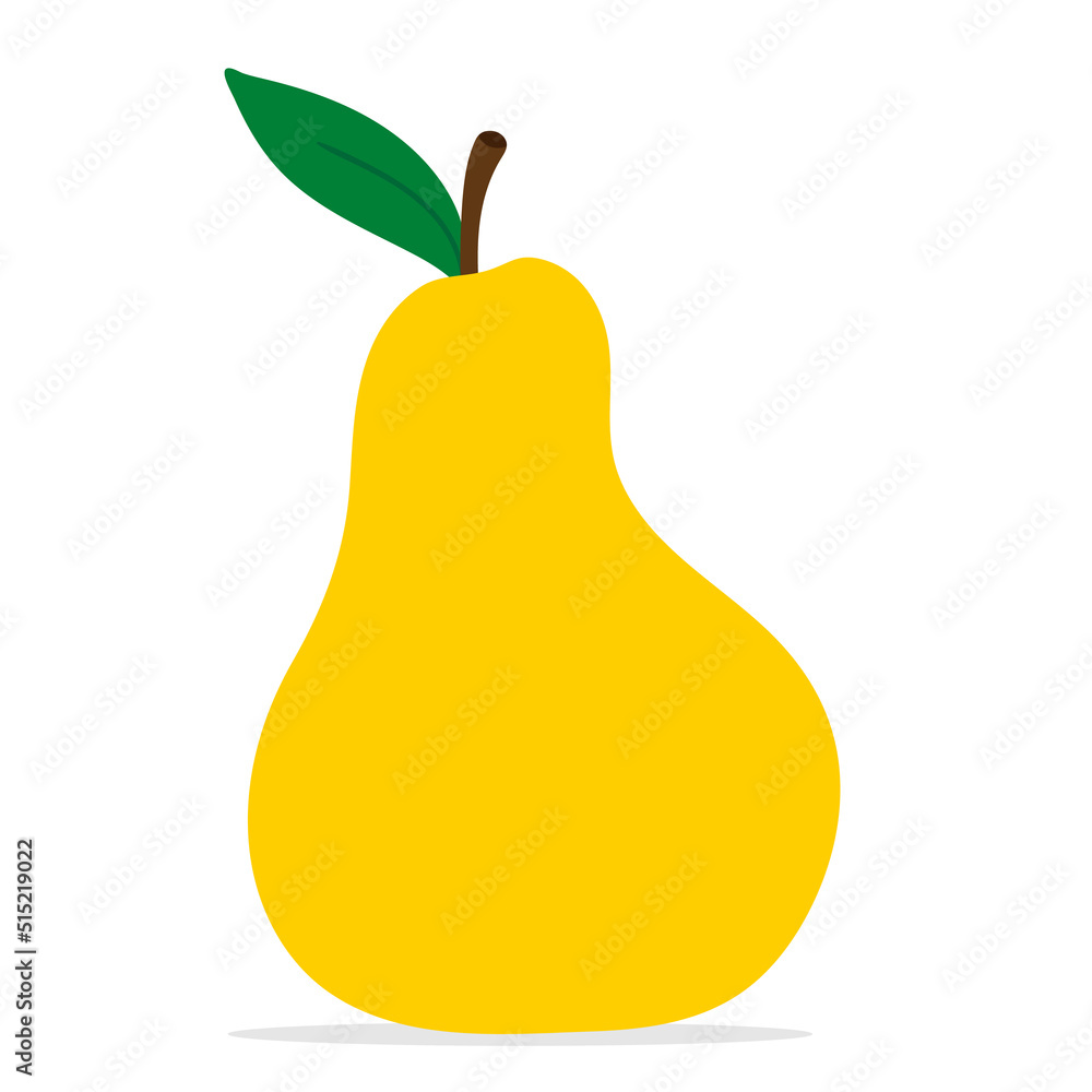 Yellow colorful pear fruit icon isolated on white background. Cartoon ...