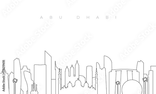 Outline Abu Dhabi skyline. Trendy template with Abu Dhabi city buildings and landmarks in line style. Stock vector design.