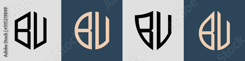 Creative simple Initial Letters BV Logo Designs Bundle.