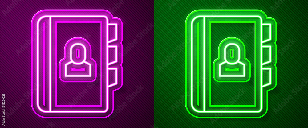 Glowing neon line Resume icon isolated on purple and green background. CV application. Searching professional staff. Analyzing personnel resume. Vector