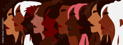 Multi ethnic diverse women group illustration