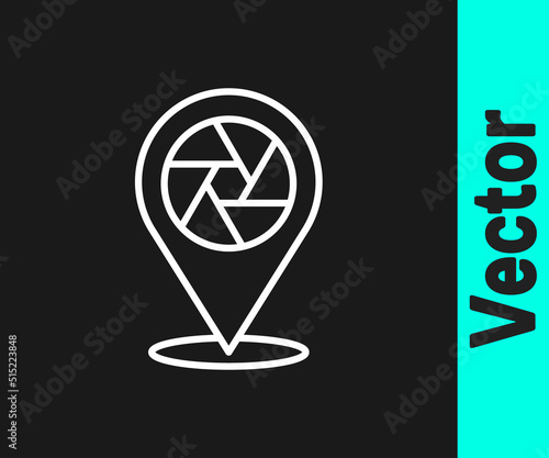 Free Download White line Camera shutter icon isolated on black background. Vector - GFXLoad