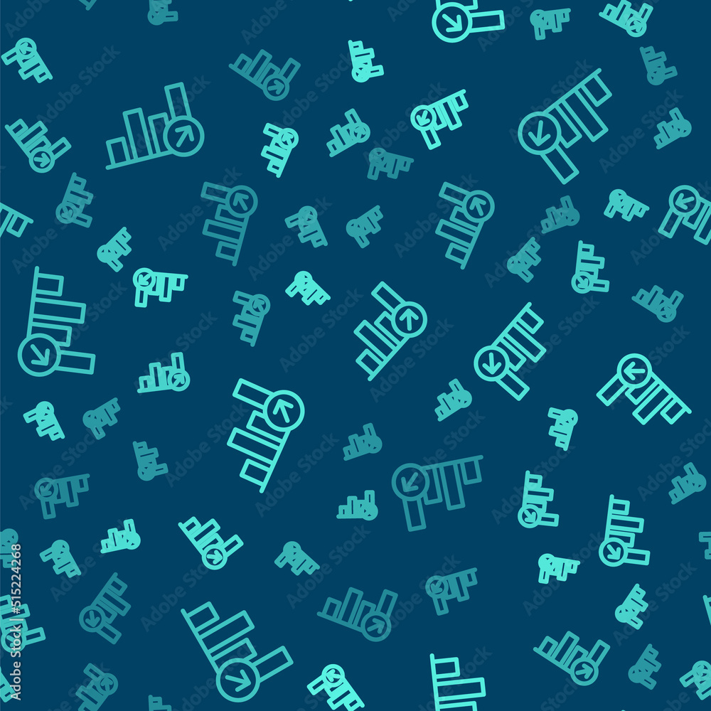 Green line Financial growth increase icon isolated seamless pattern on blue background. Increasing revenue. Vector Green line Financial growth increase icon isolated seamless pattern on blue background. Increasing revenue. Vector