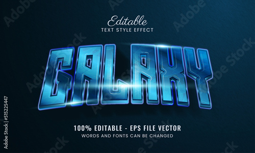 Blue galaxy editable text effect with neon style Premium Vector	