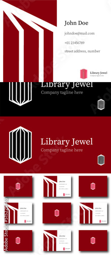 Library, Logo, Jewel, Design, Logo template, books, multiple books