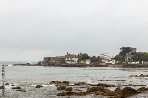 Distance view of Dun Laoghaire  Dublin county  Ireland  on a cloudy day