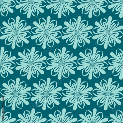 Green emerald seamless pattern flower symmetrical geometric background