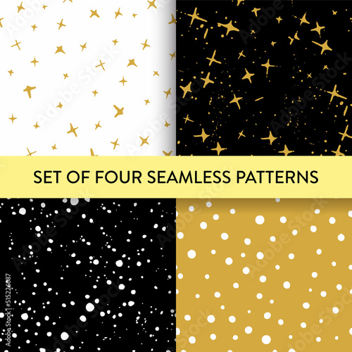 Set of classical trendy starry and polka patterns.