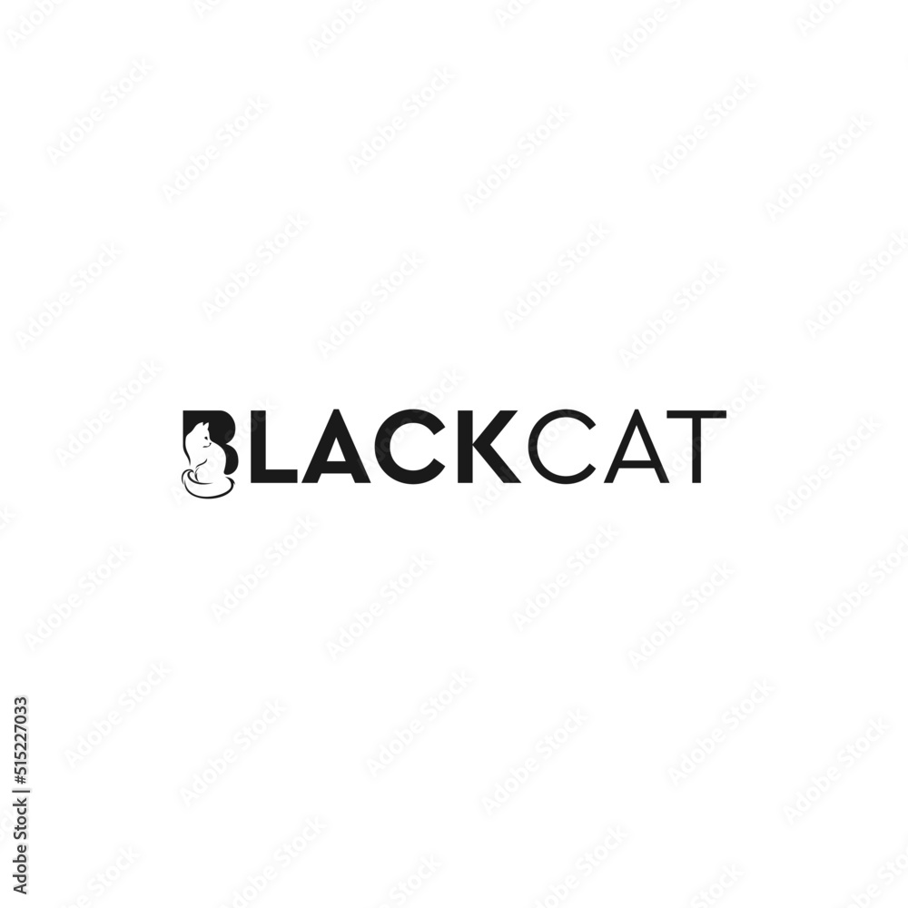 Black Cat Typography Logo Design