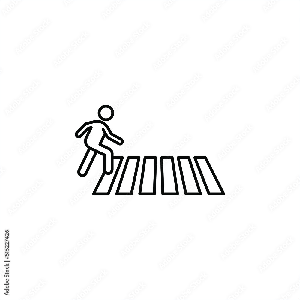 Pedestrian crossing icon. Zebra crossing. Vector icon isolated on white background. Pedestrian crossing icon. Zebra crossing. Vector icon isolated on white background.