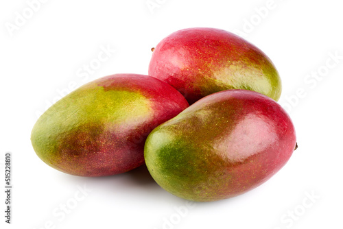 Juicy ripe Mango fruit, close-up, isolated on white background.