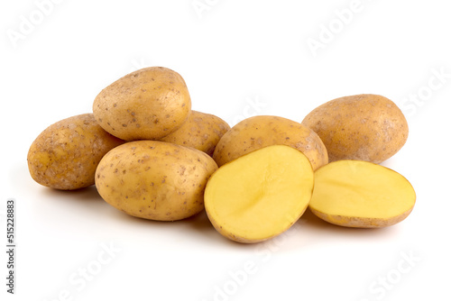 Young Fresh potatoes  organic potato  isolated on white background.