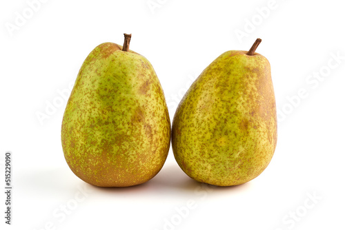 Fresh Williams pears, isolated on white background.