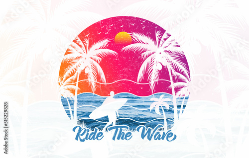 Ride the wave surfing t shirt design