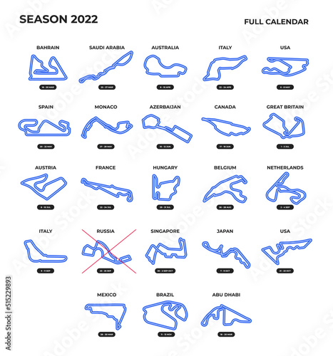 Race tracks, circuit for motorsport and auto sport. Full calendar 2022.